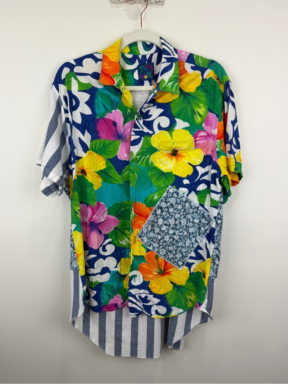 Jams World Hawaiian Patchwork Tropical Camp Shirt S